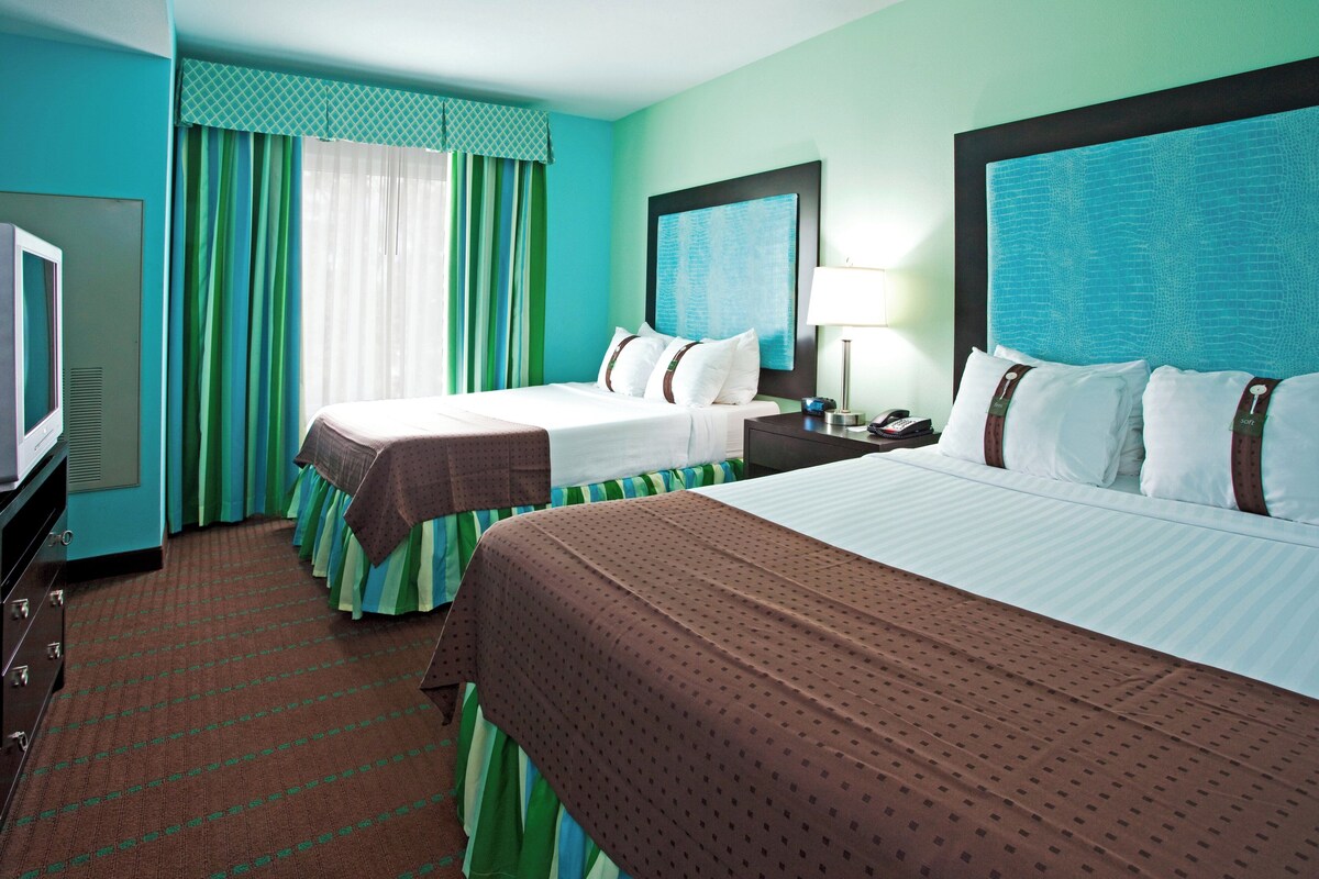 Tempur-Pedic beds, desk, blackout curtains, iron/ironing board