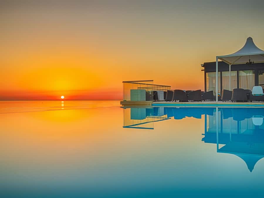 Indoor pool, outdoor pool, pool umbrellas, sun loungers