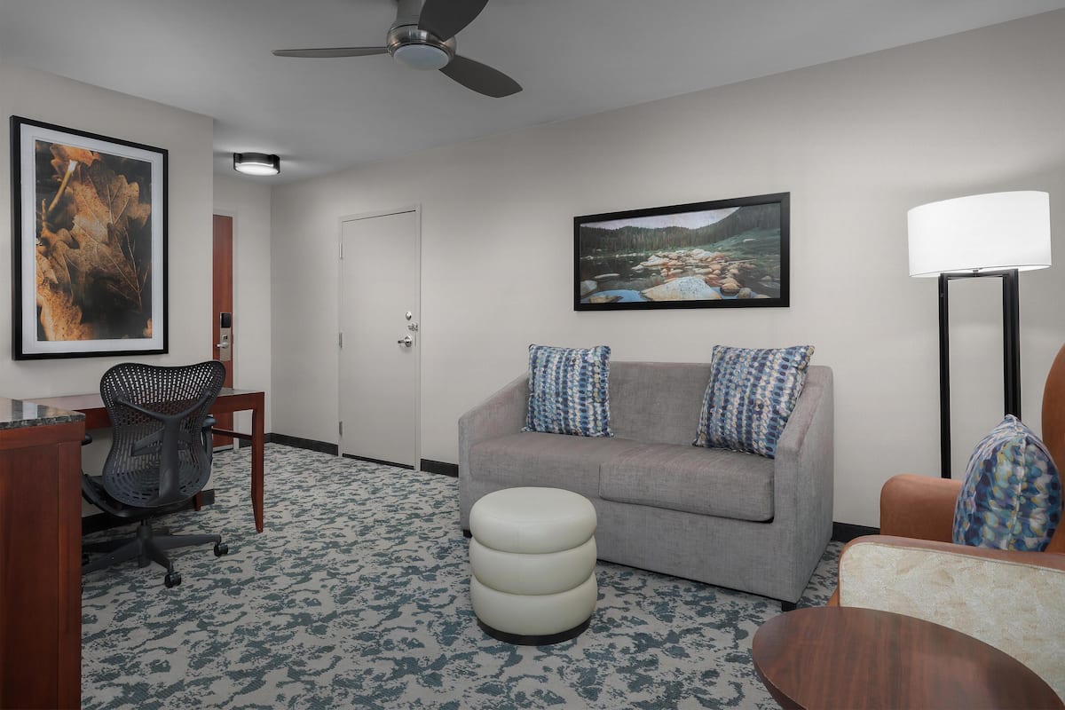 Suite – junior, 1 kingsize-seng med sovesofa | Sengetøy av topp kvalitet, skrivebord og skrivebord for bærbar PC