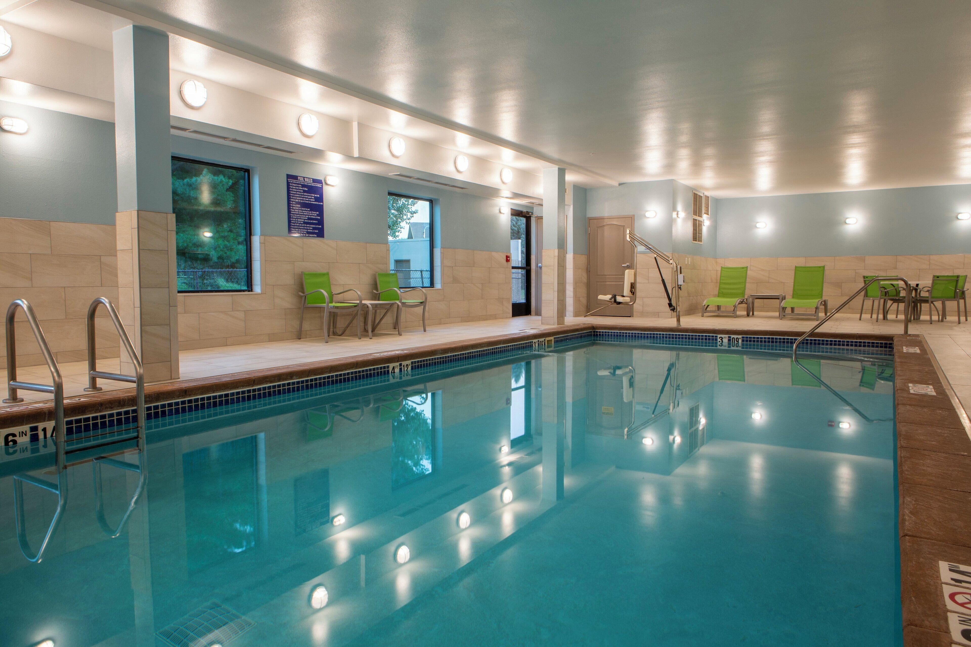 Indoor pool, open 8 AM to 10:30 PM, sun loungers