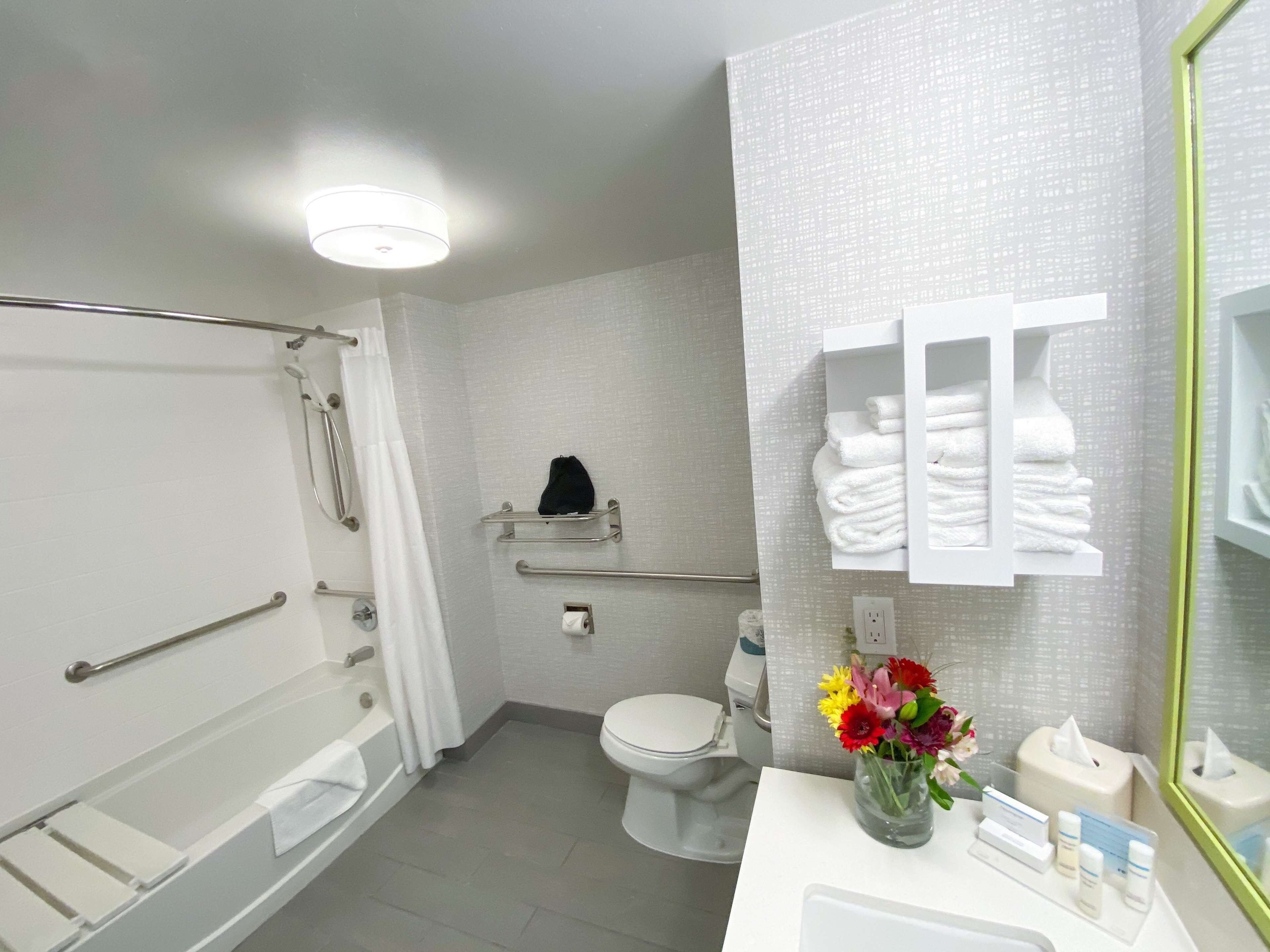 room, 1 king bed, accessible | bathroom | combined shower/bathtub, free toiletries, hair dryer, towels