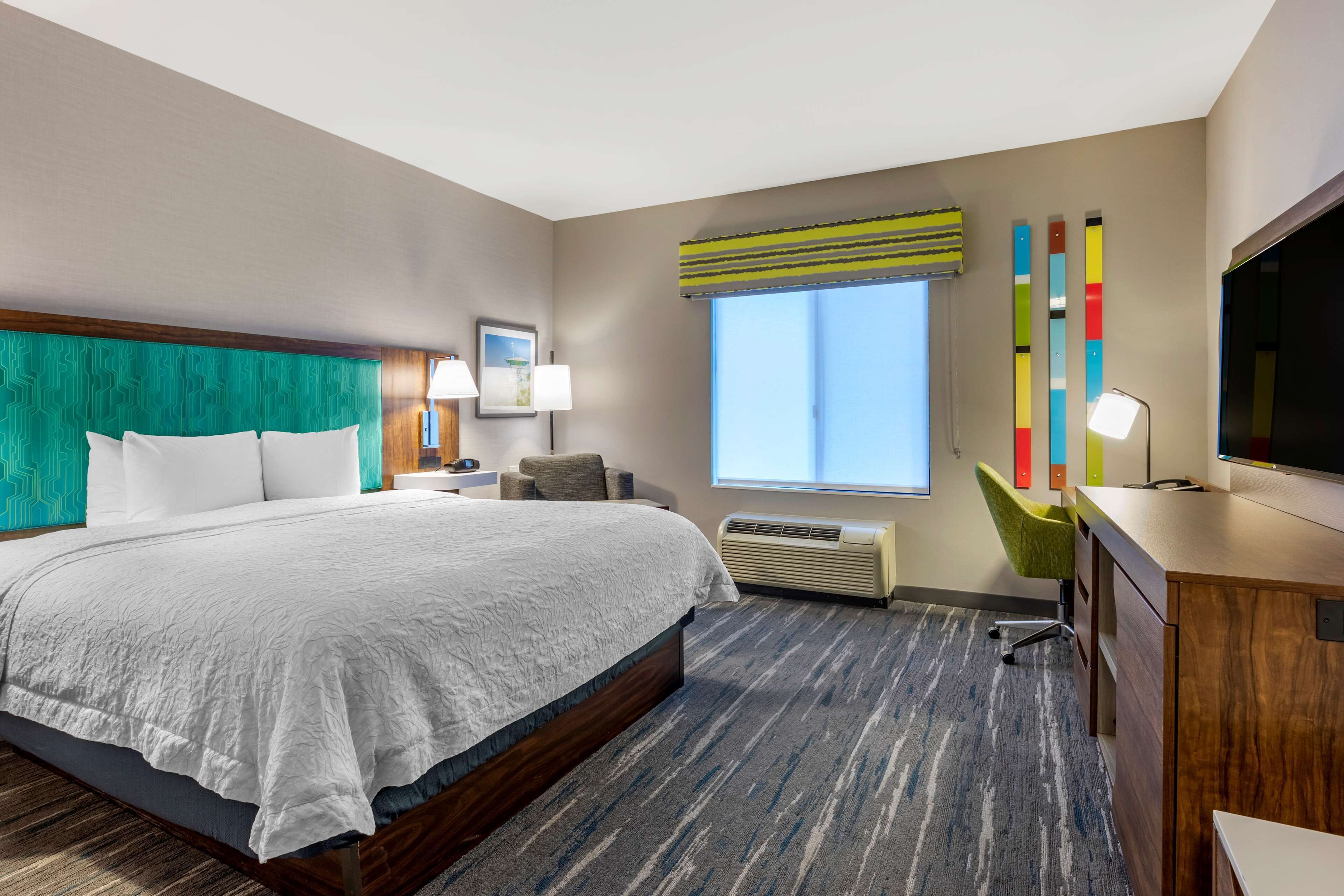 hypo-allergenic bedding, desk, blackout curtains, iron/ironing board