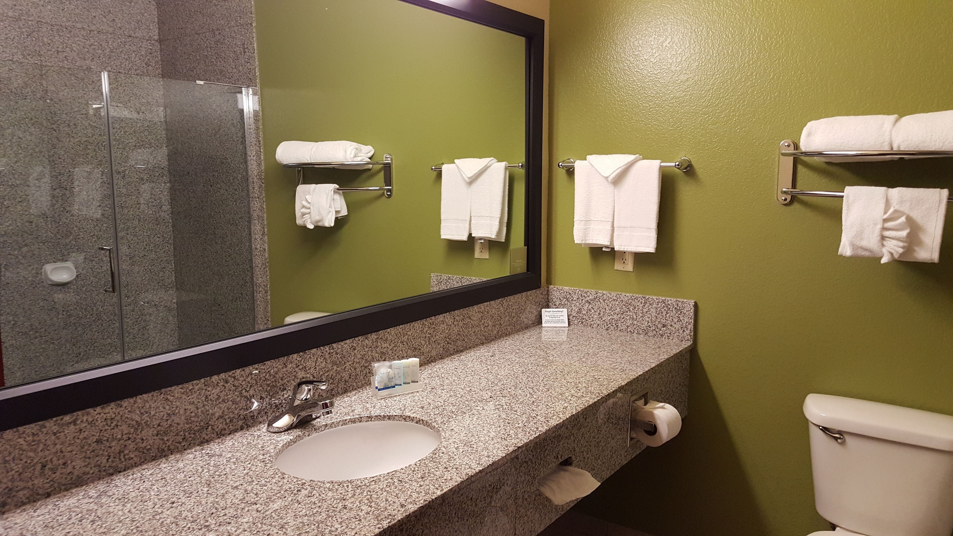 free toiletries, hair dryer, towels, soap