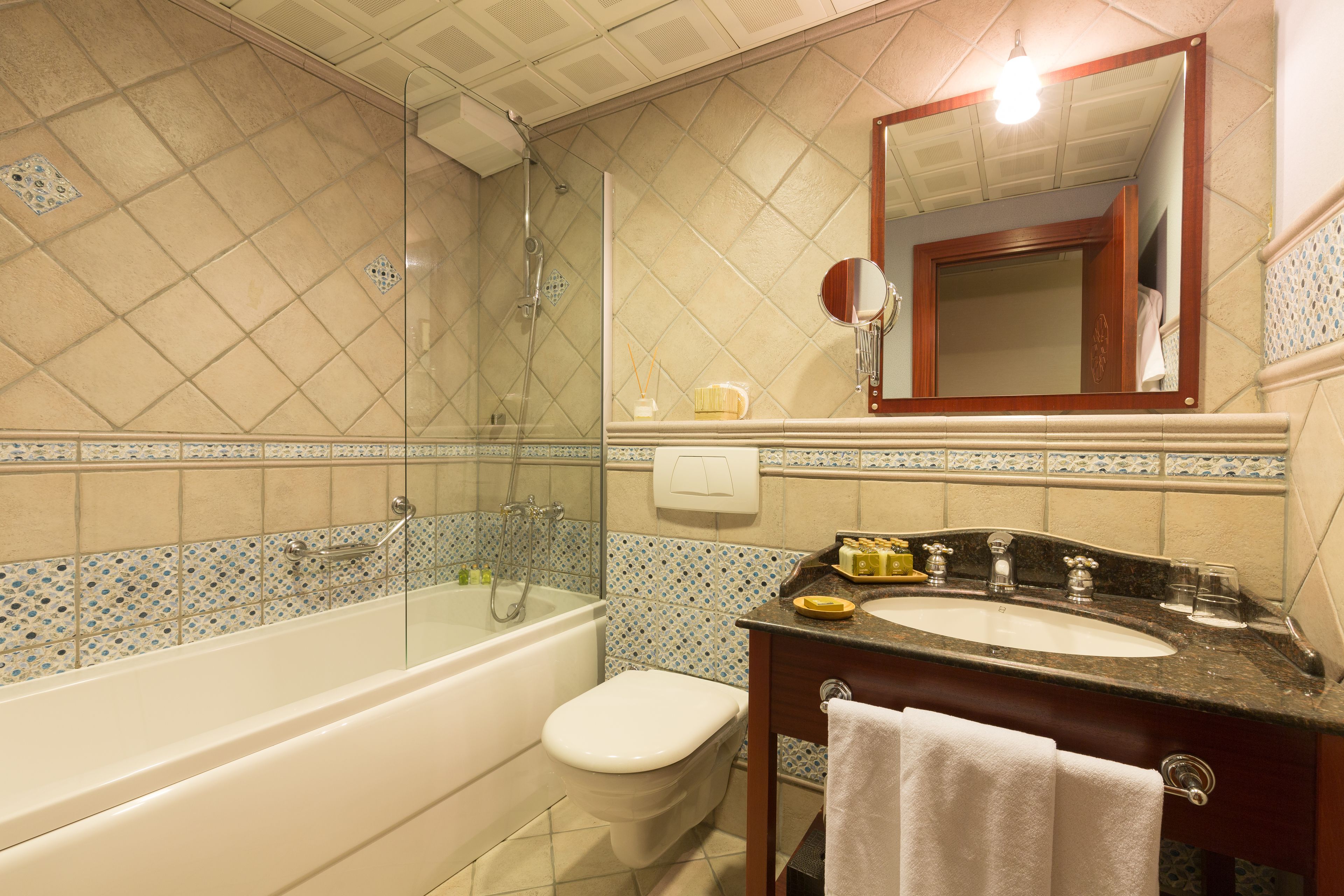 free toiletries, hair dryer, bathrobes, slippers