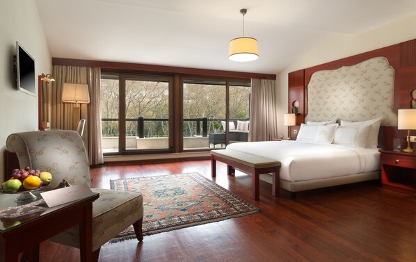 Habitación Deluxe, vista al parque | Minibar, caja de seguridad en la habitación y escritorio 