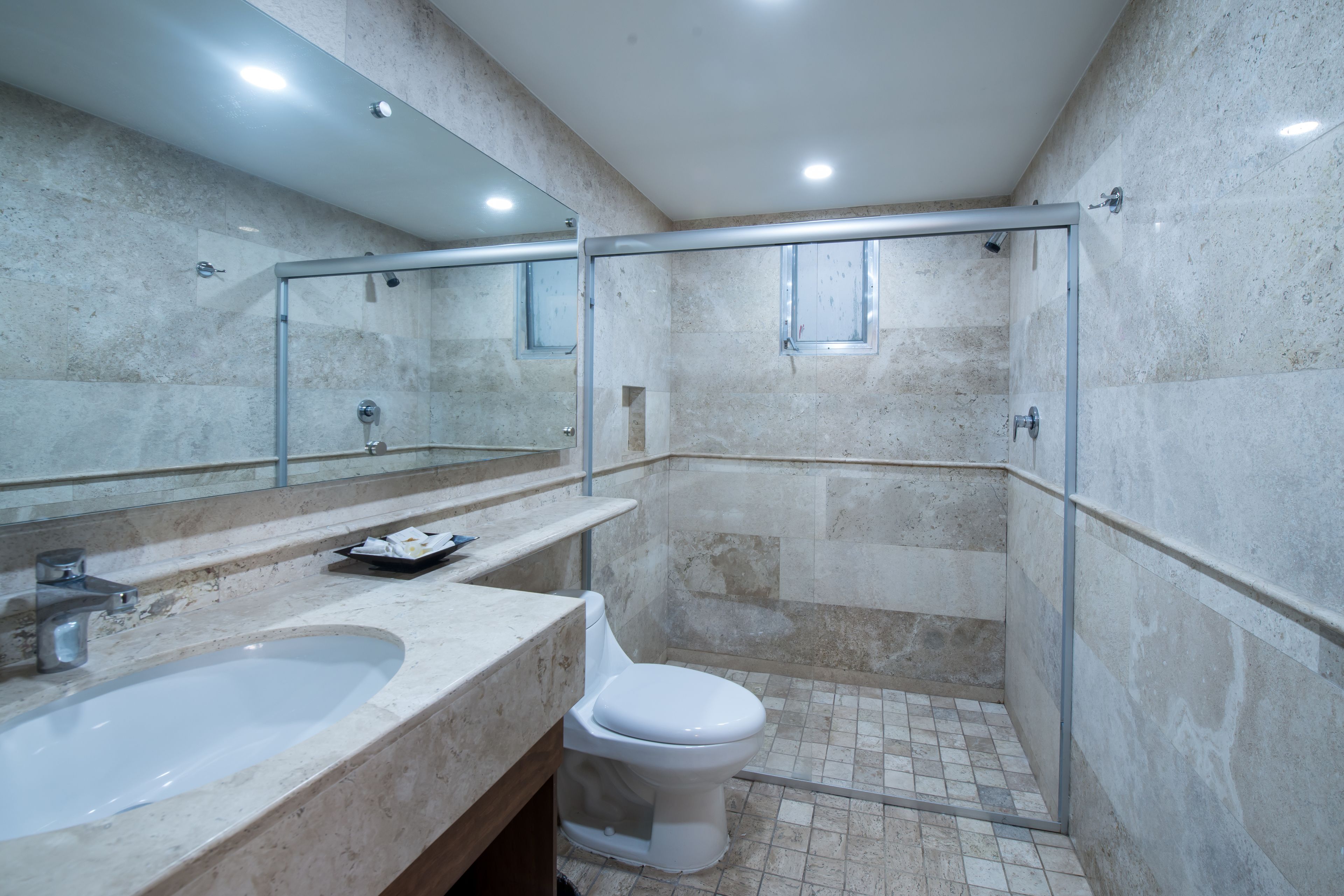 shower, free toiletries, towels