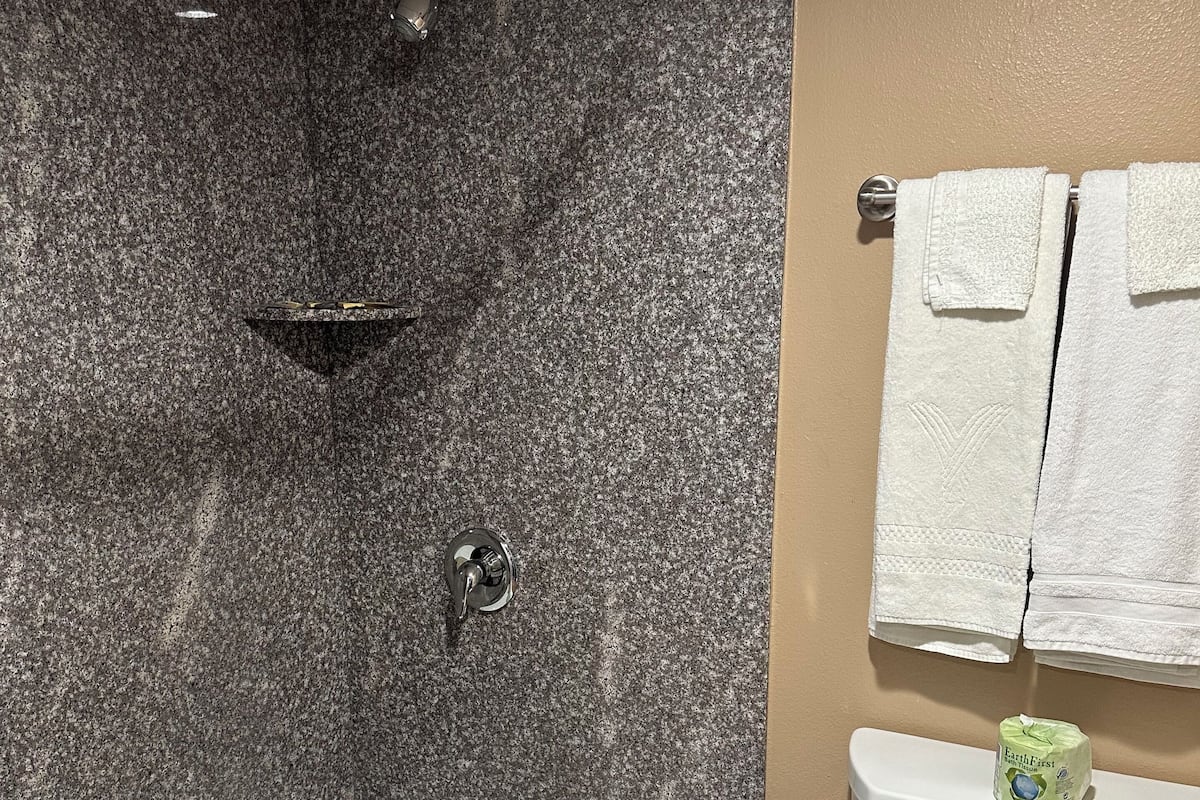 Duschwanne, Seife, Shampoo, Toilettenpapier
