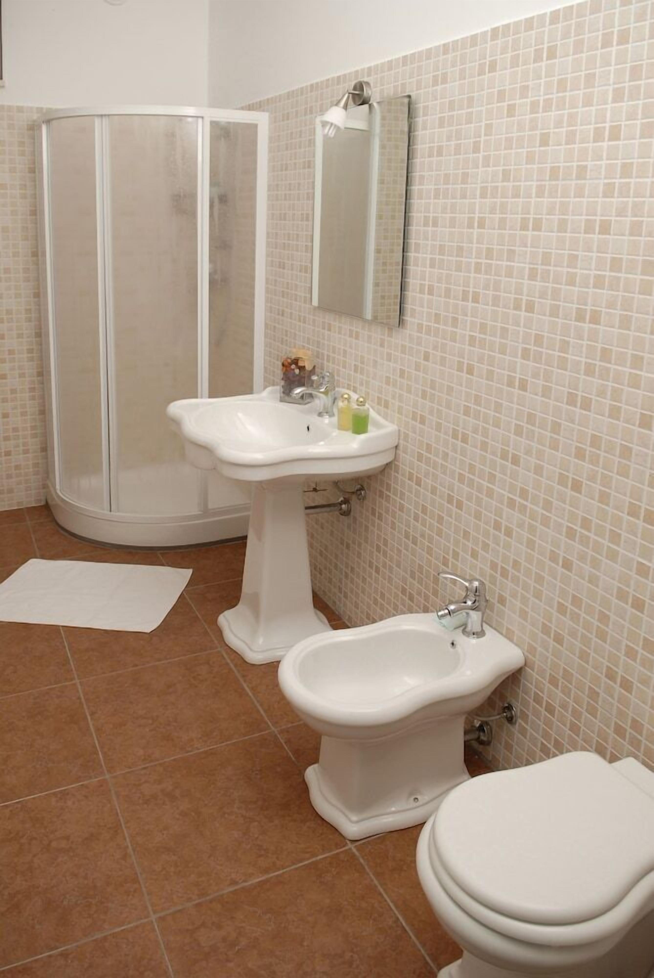 shower, free toiletries, hair dryer, bidet