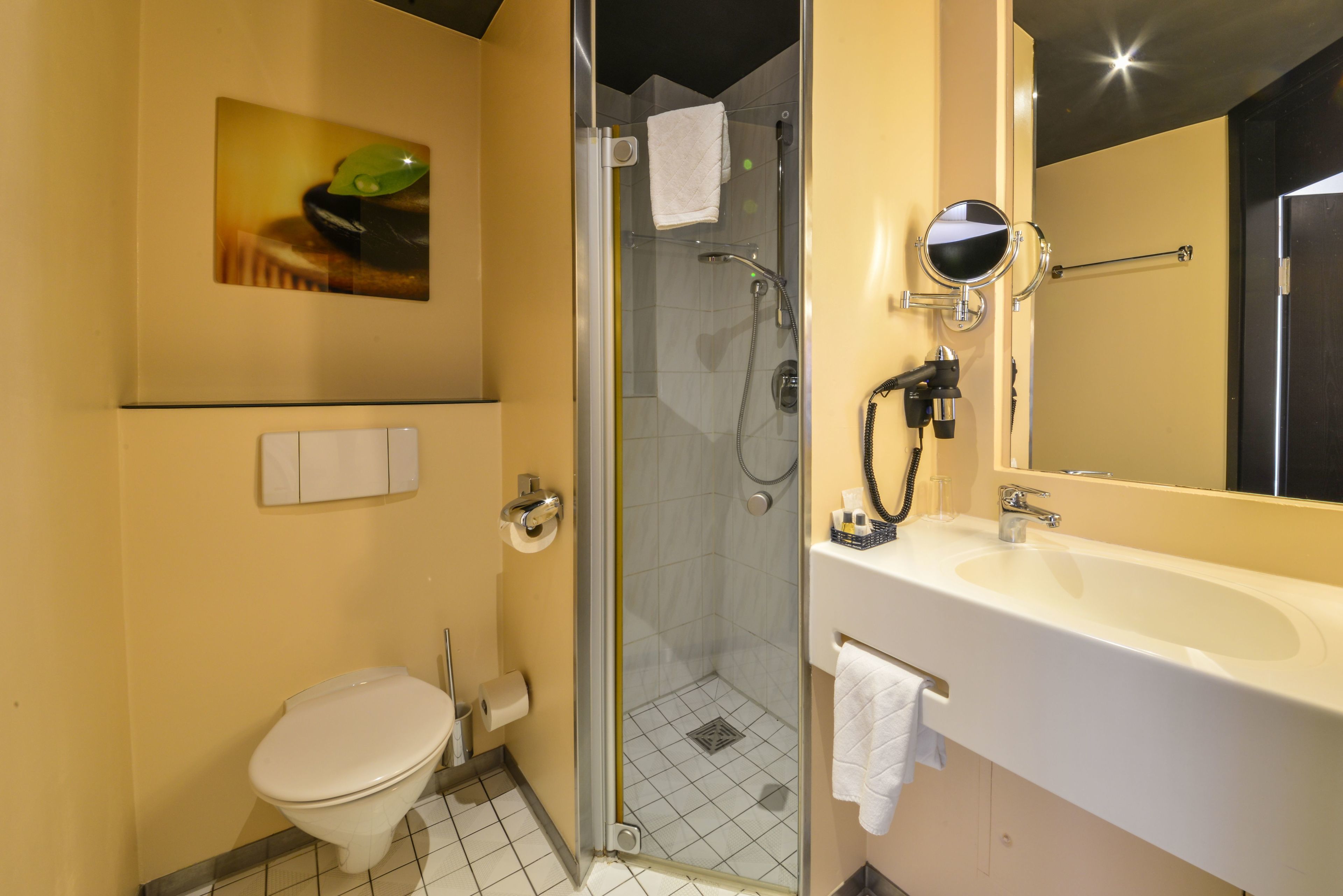 standard room | bathroom | shower, free toiletries, hair dryer, slippers