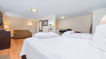 Desk, iron/ironing board, cribs (free), WiFi (free)