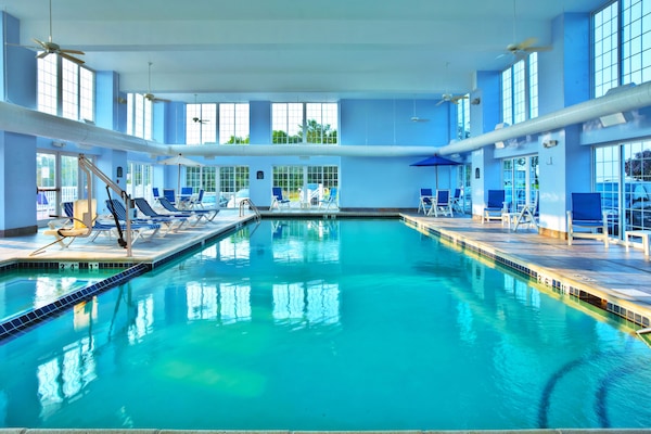 Indoor pool, open 9:00 AM to 11:00 PM, sun loungers