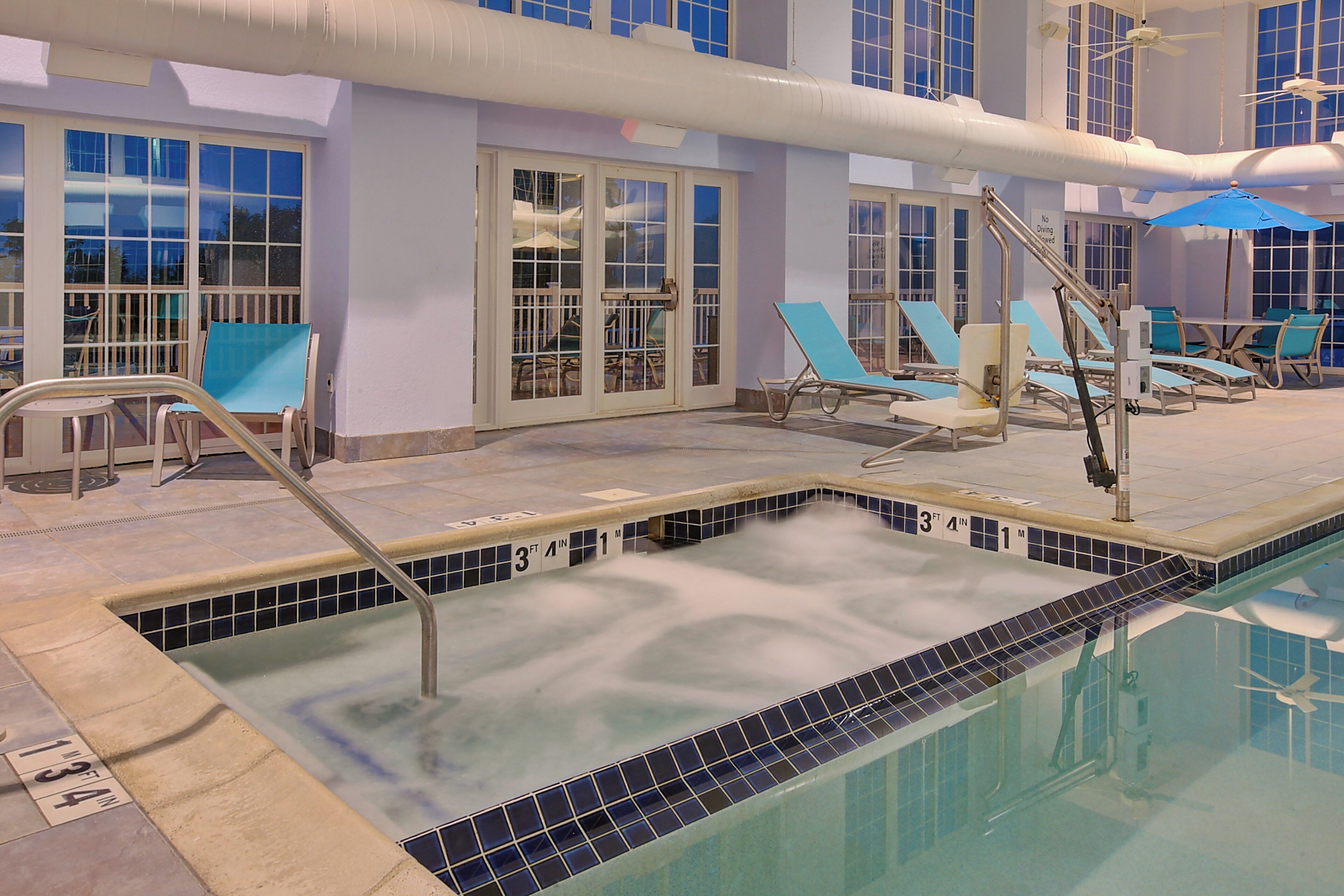 Indoor pool, open 9:00 AM to 11:00 PM, sun loungers