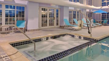 Indoor pool, open 9:00 AM to 11:00 PM, sun loungers