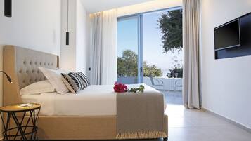 Master Suite, Sea View | Literie de qualité supérieure, couette en duvet d'oie, surmatelas