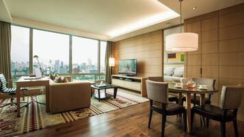 Executive Suite, 2 Bedrooms, City View | Living area | 42-inch LCD TV with satellite channels, TV