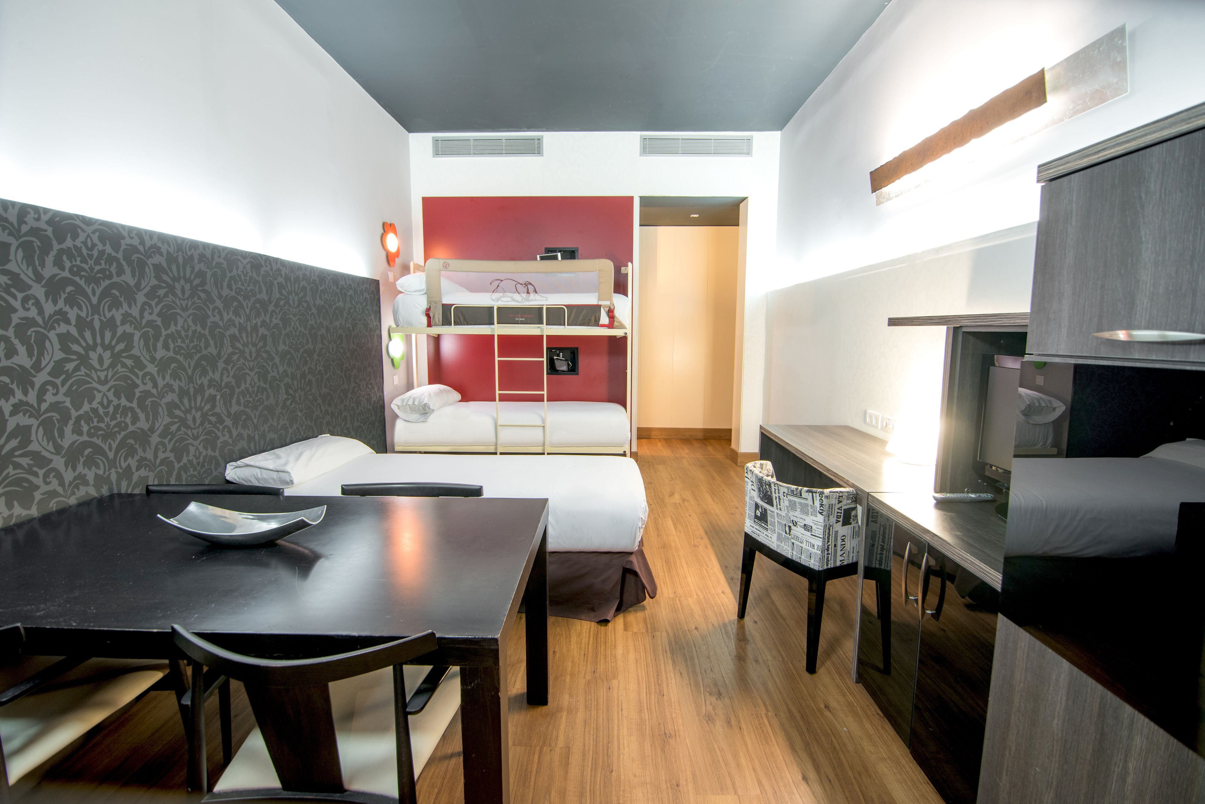 room for 5 people | minibar, in-room safe, desk, blackout curtains