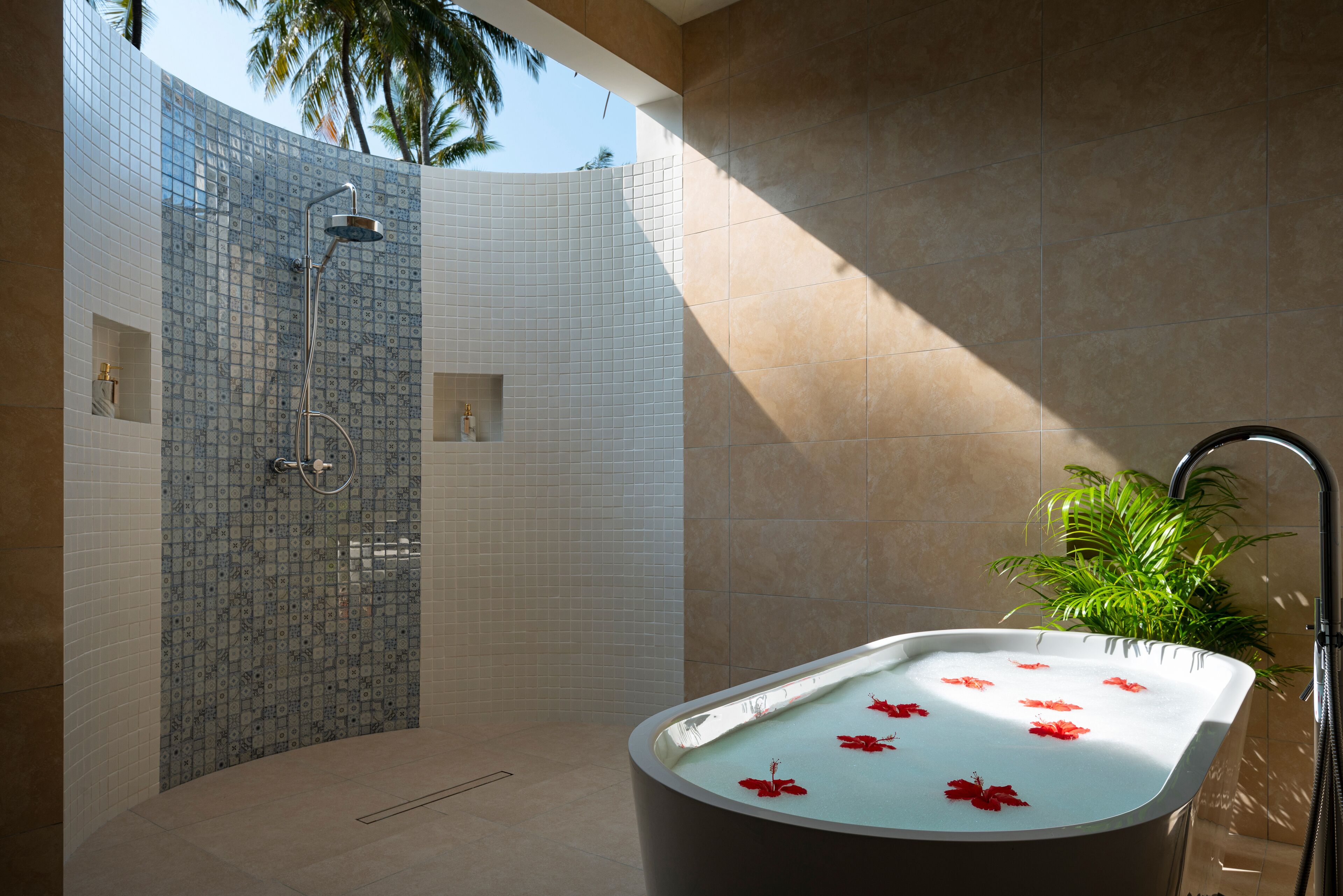 superior double room, 1 double bed, beach view, beachfront | bathroom | free toiletries, hair dryer, towels