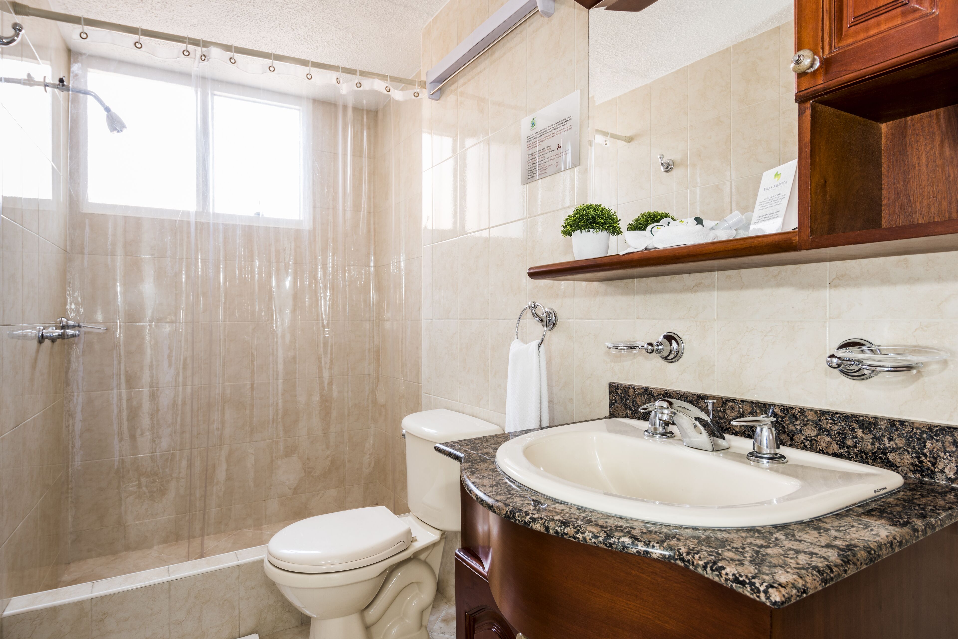 shower, rainfall showerhead, designer toiletries, hair dryer