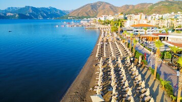 Private beach nearby, sun loungers, beach umbrellas, beach towels