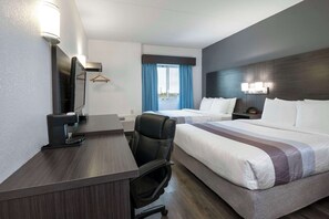 Standard Room, 2 Queen Beds, Non Smoking | Desk, laptop workspace, blackout curtains, iron/ironing board - Comfort Hotel (Niagara Falls)