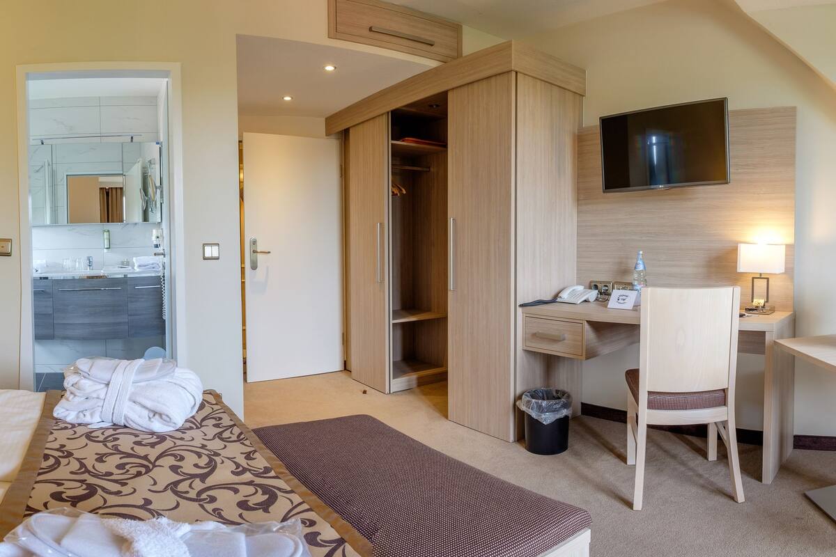 comfort double room | hypo-allergenic bedding, in-room safe, desk, blackout curtains