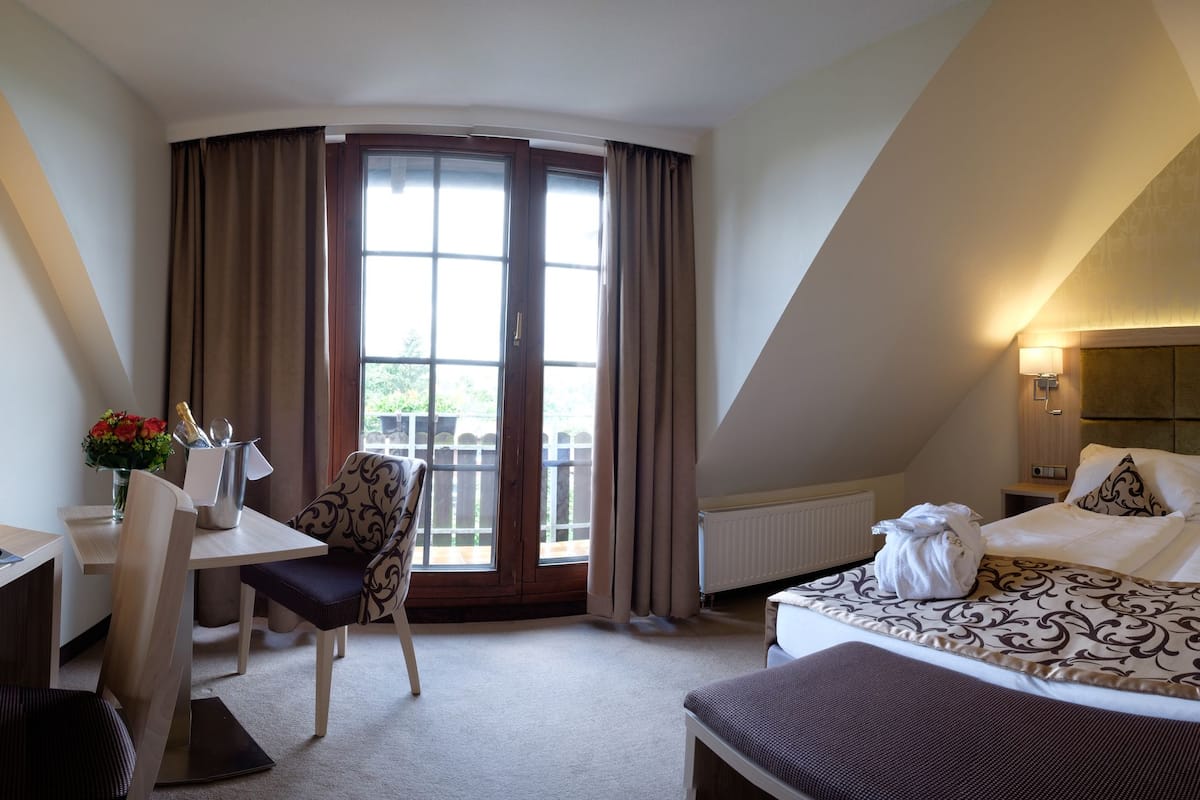 comfort double room | hypo-allergenic bedding, in-room safe, desk, blackout curtains