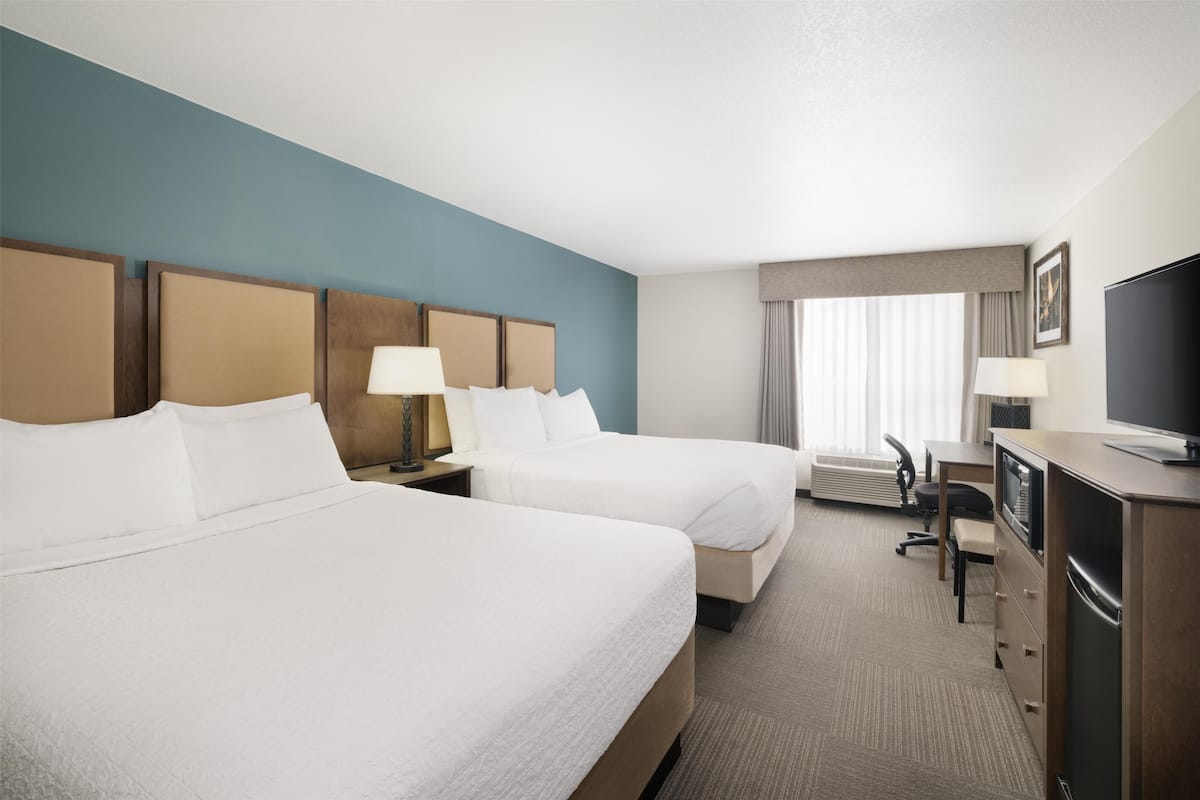 Standard Room, 2 Queen Beds, Non Smoking, Refrigerator & Microwave | In-room safe, desk, blackout drapes, iron/ironing board