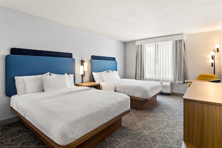 Two queen beds non smoking | In-room safe, desk, iron/ironing board, free cribs/infant beds. Hampton Inn & Suites Merced