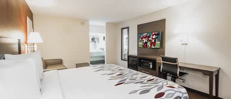 Premium bedding, desk, soundproofing, iron/ironing board