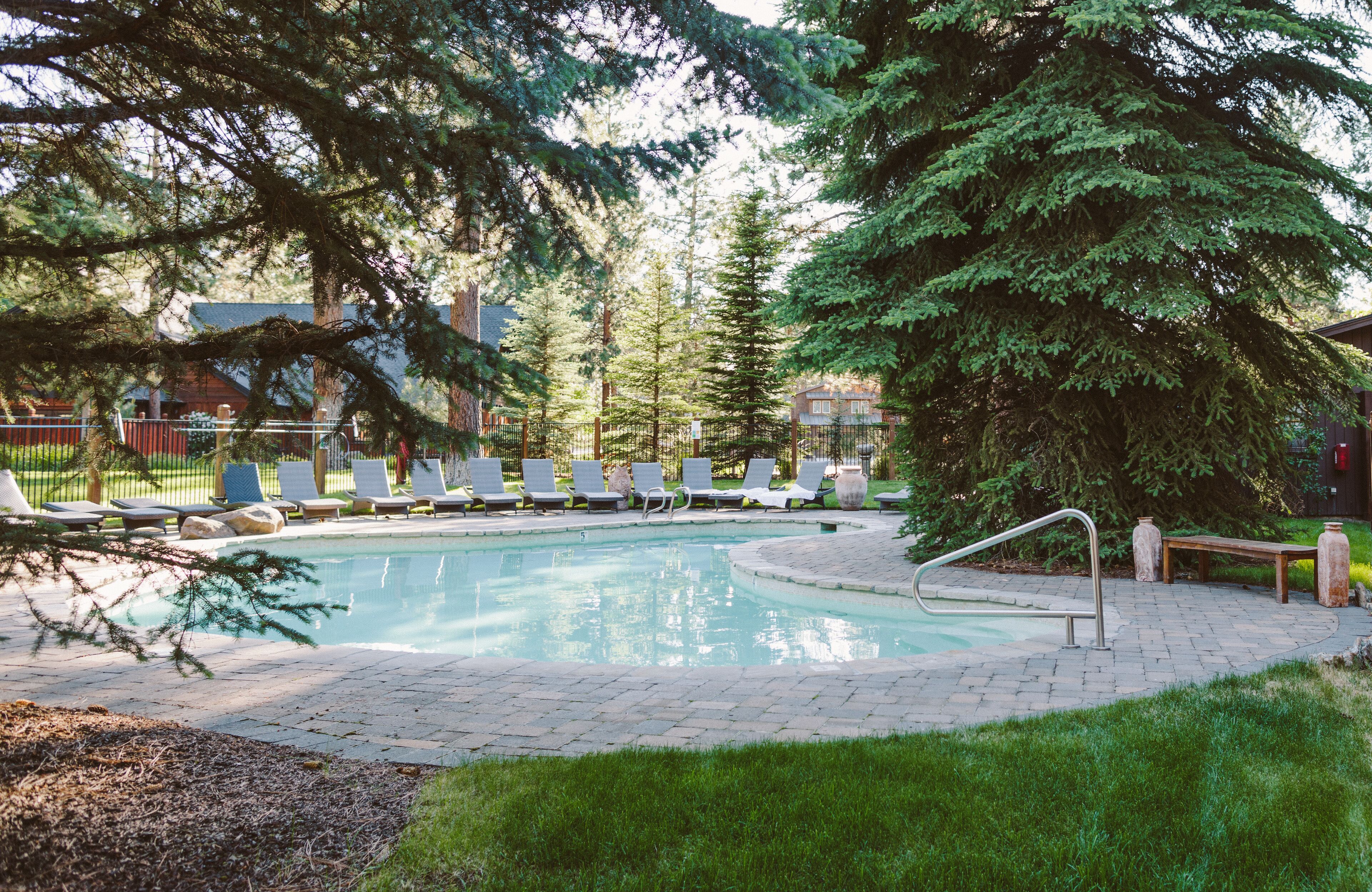 indoor pool, outdoor pool, pool loungers