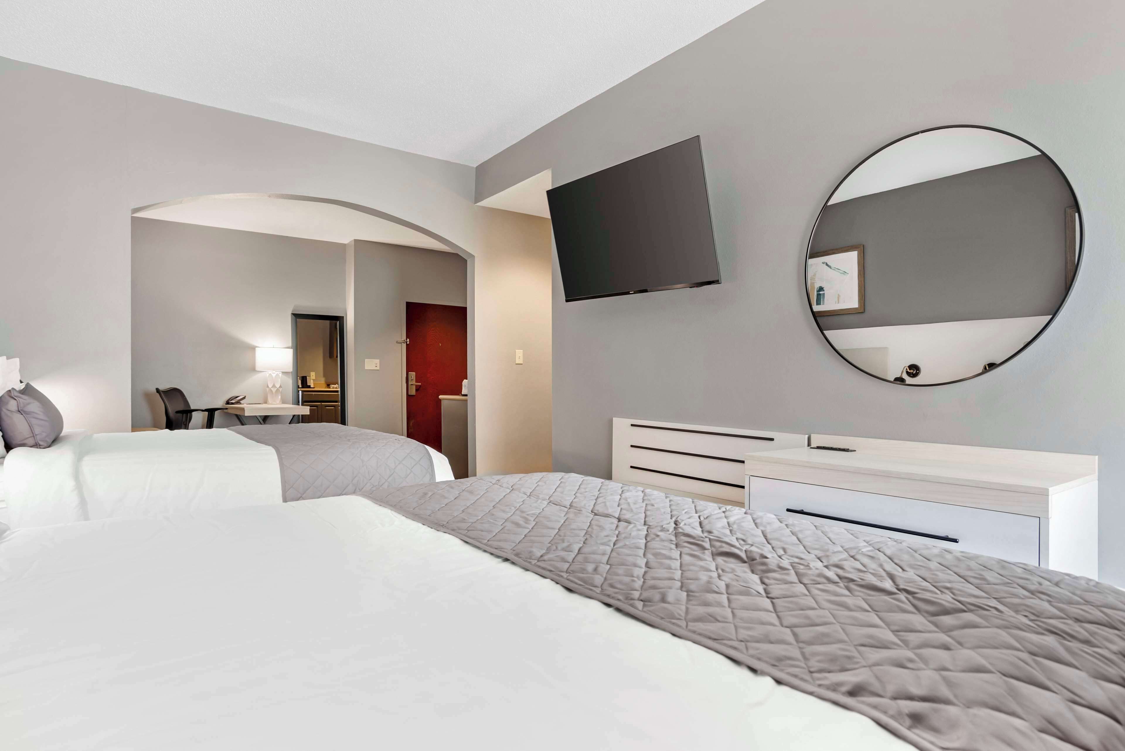 suite, 2 queen beds, non smoking, kitchenette | desk, laptop workspace, iron/ironing board, wifi