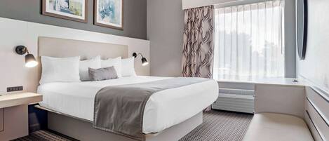 Desk, laptop workspace, iron/ironing board, WiFi