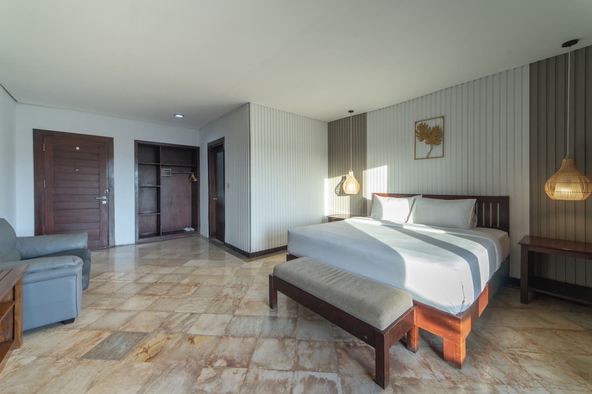 Bungalow Deluxe, 1 très grand lit, vue jardin | 1 chambre, bureau, draps fournis