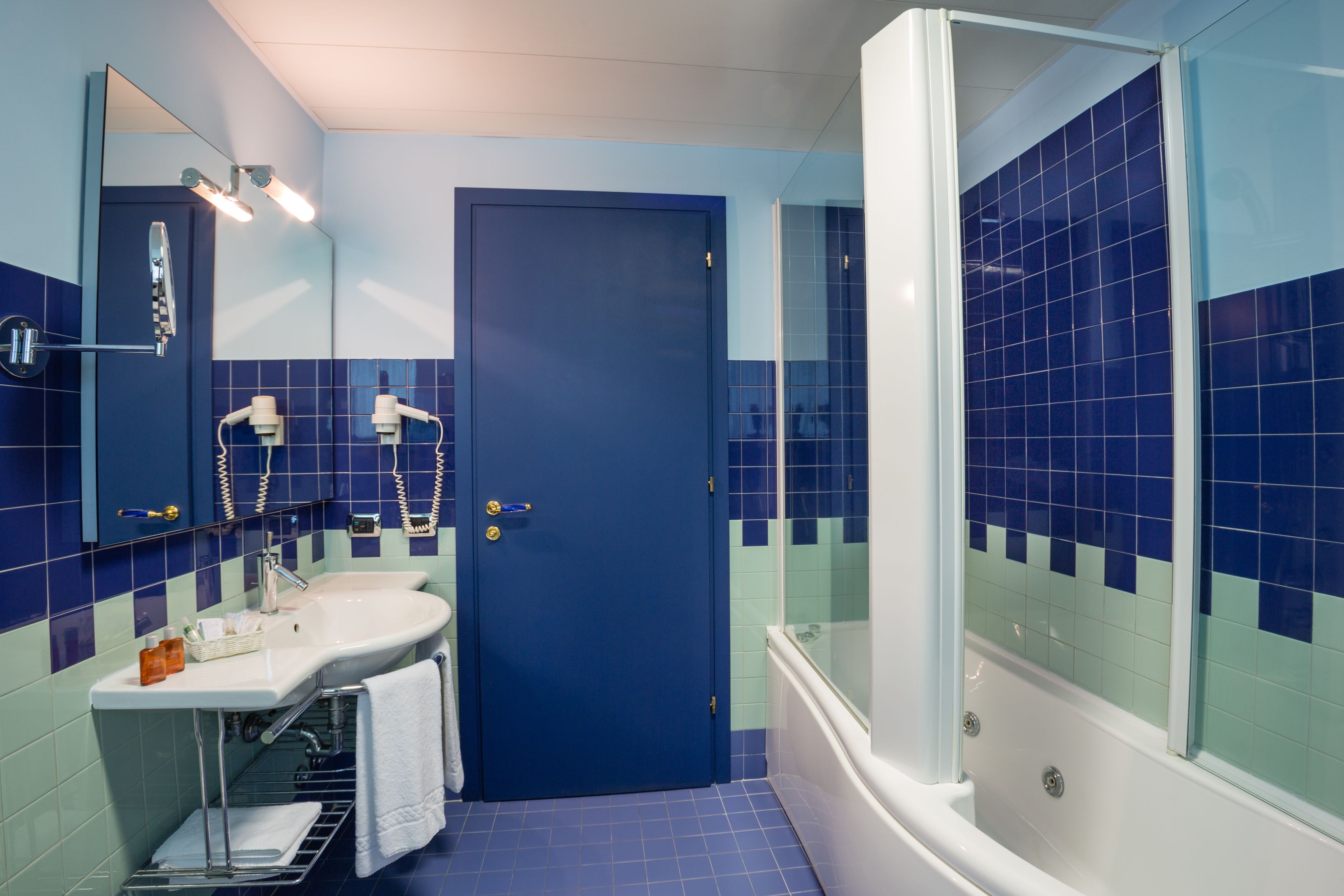 combined shower/bathtub, free toiletries, hair dryer, bidet