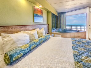 Superior Room, 1 King Bed, Ocean View, Oceanfront | Laptop workspace, iron/ironing board, free WiFi, bed sheets - Schooner Inn (Virginia Beach)