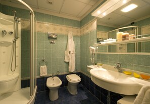 Free toiletries, hair dryer, bidet, towels