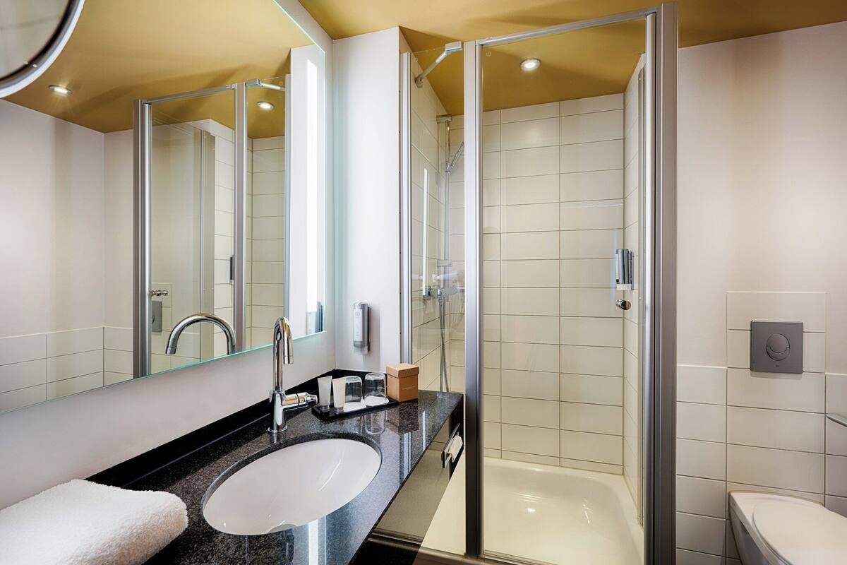 double room (welcome plus) | bathroom | eco-friendly toiletries, hair dryer, towels, soap