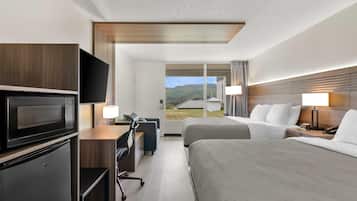 Escritorio, wifi gratis, ropa de cama y acceso para silla de ruedas