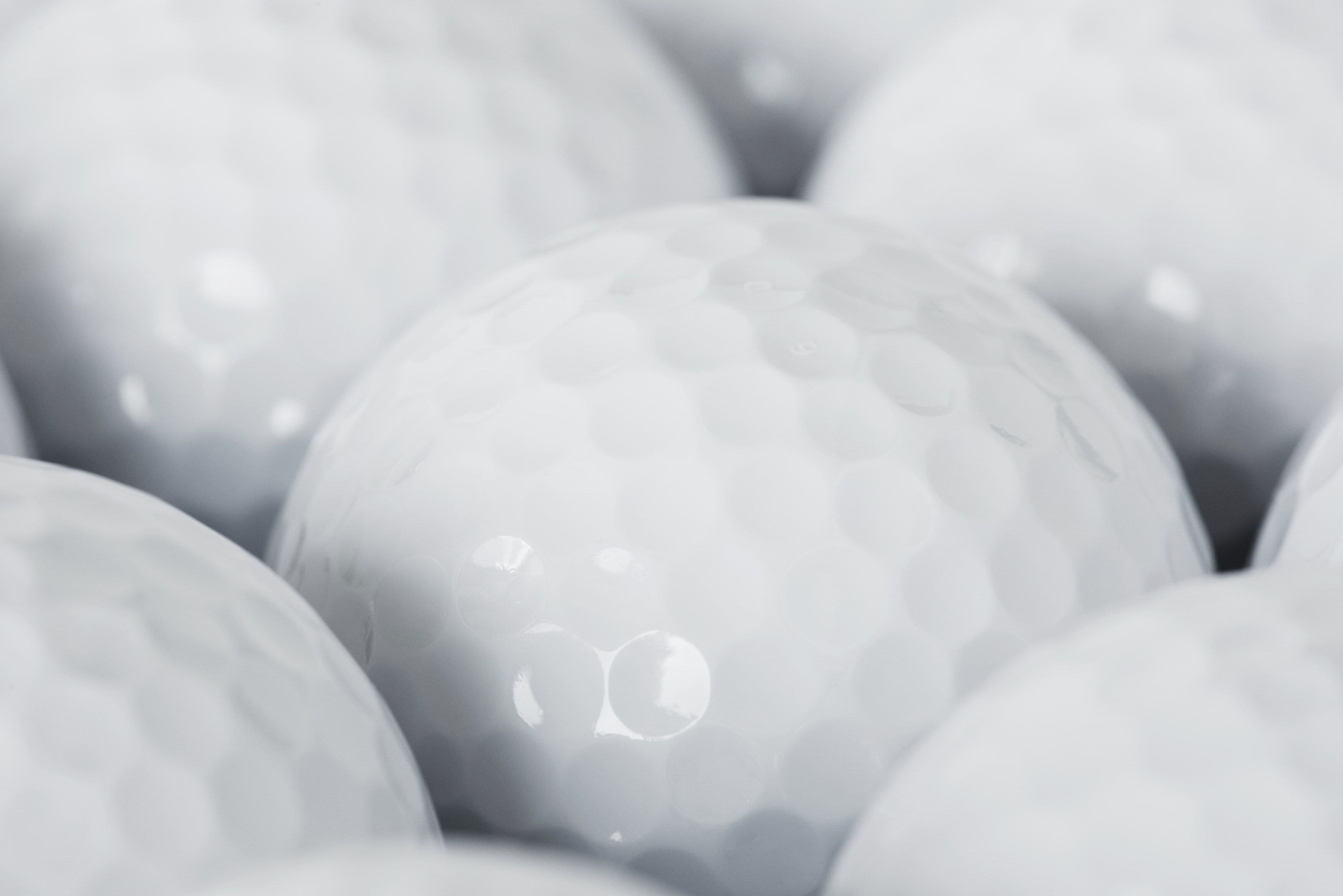 A close-up of golf balls.