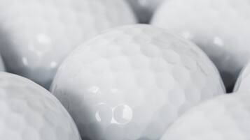 A close-up of golf balls.