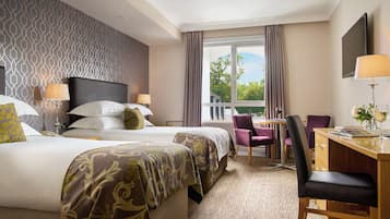 Desk, laptop workspace, free WiFi, bed sheets