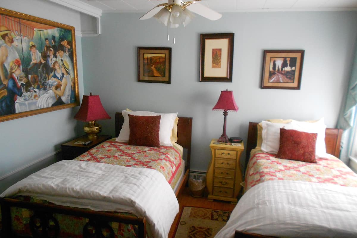 Hypo-allergenic bedding, individually furnished, iron/ironing board