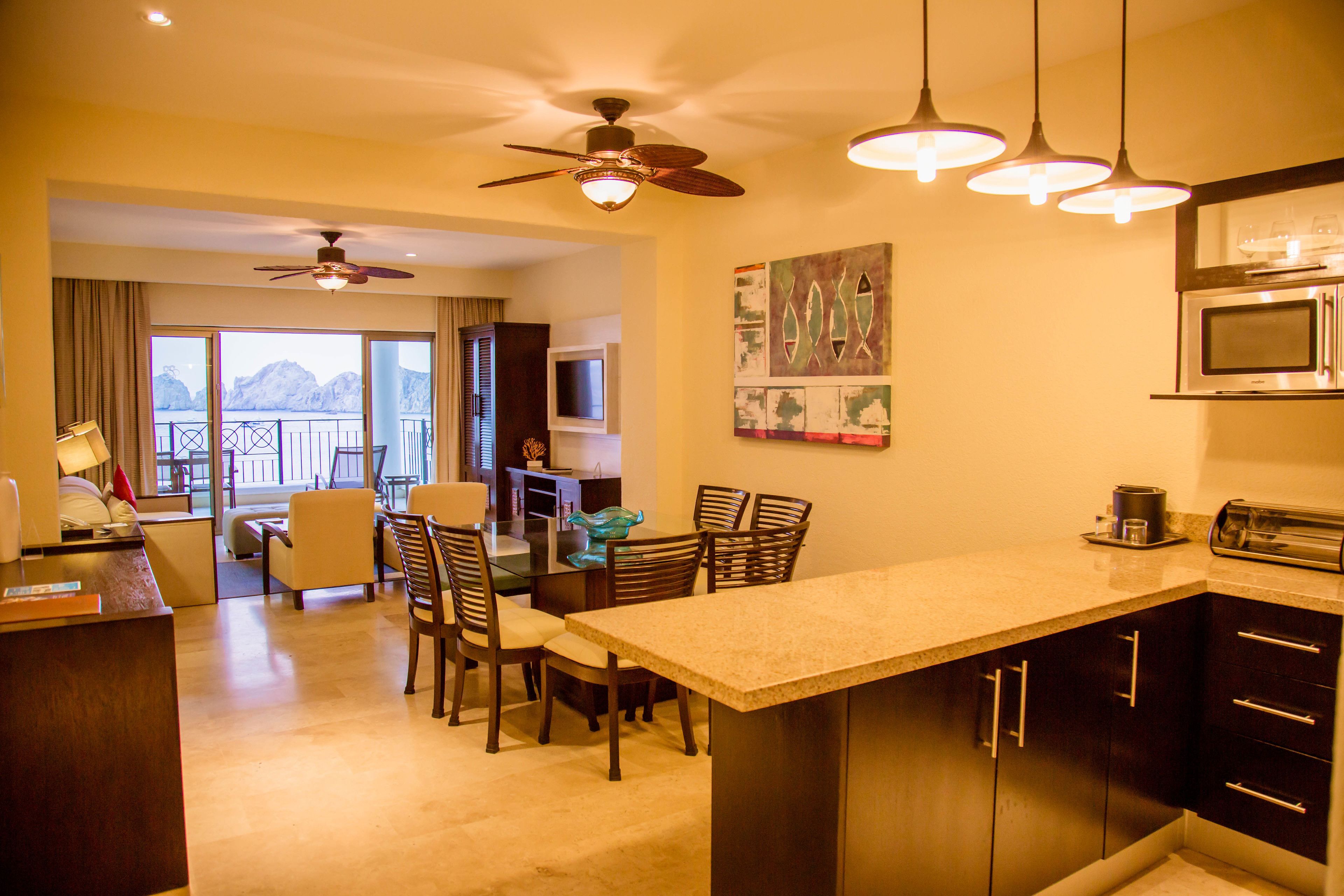 mini-fridge, microwave, stovetop, coffee/tea maker