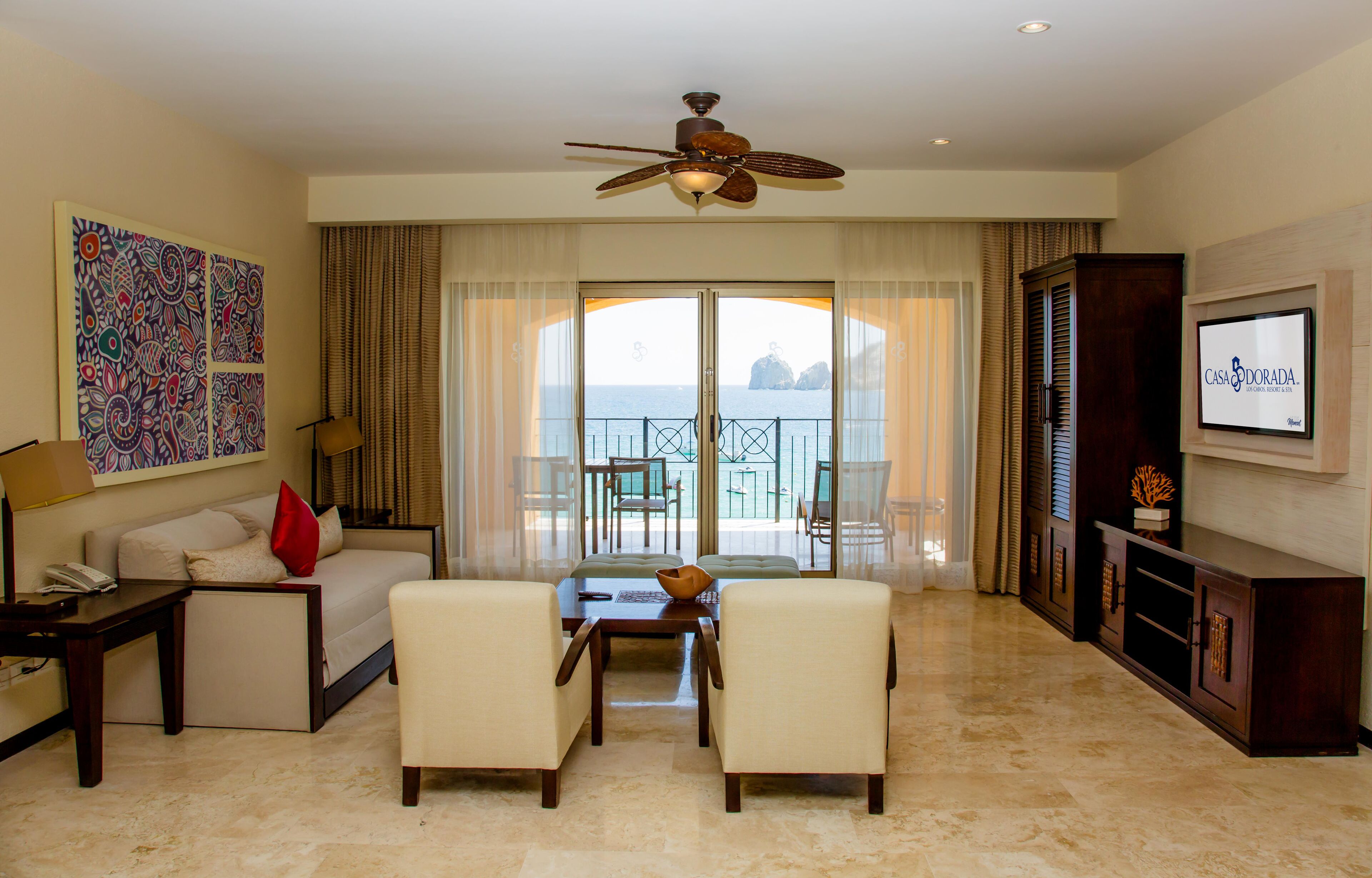 2 bedroom suite ocean front no meals included | living area | 43-inch plasma tv with cable channels, tv, dvd player