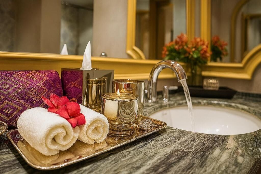 executive studio suite | bathroom | free toiletries, towels