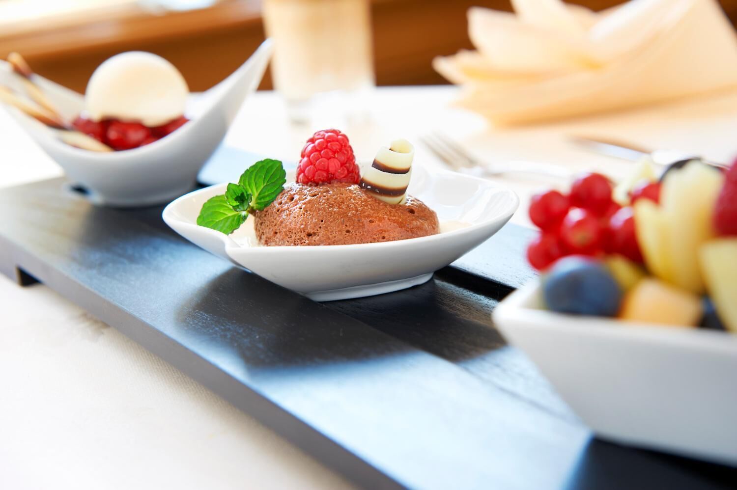 breakfast and dinner served, international cuisine