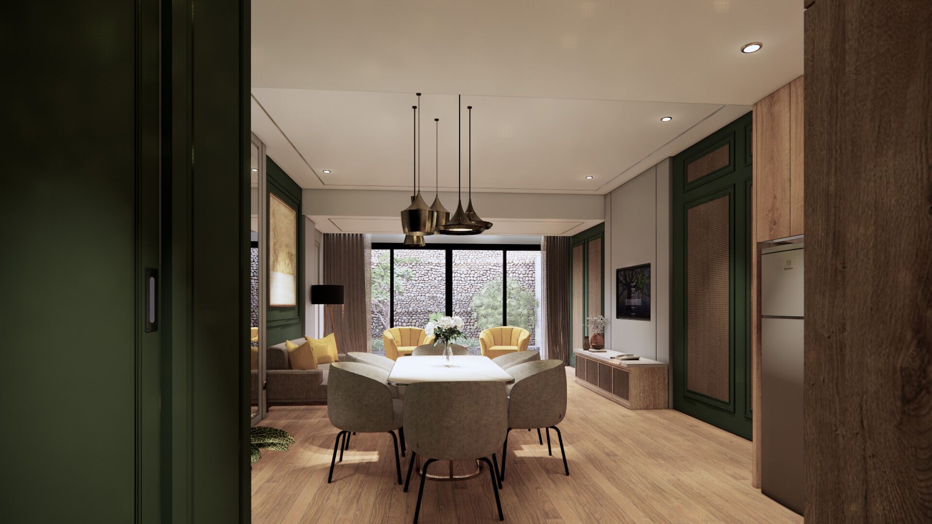 family room | living area | 50-inch led tv with digital channels, mp3 dock