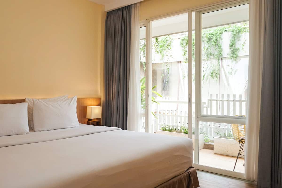 Suite - 1 soveværelse - balkon | Premium-sengetøj, minibar, skrivebord