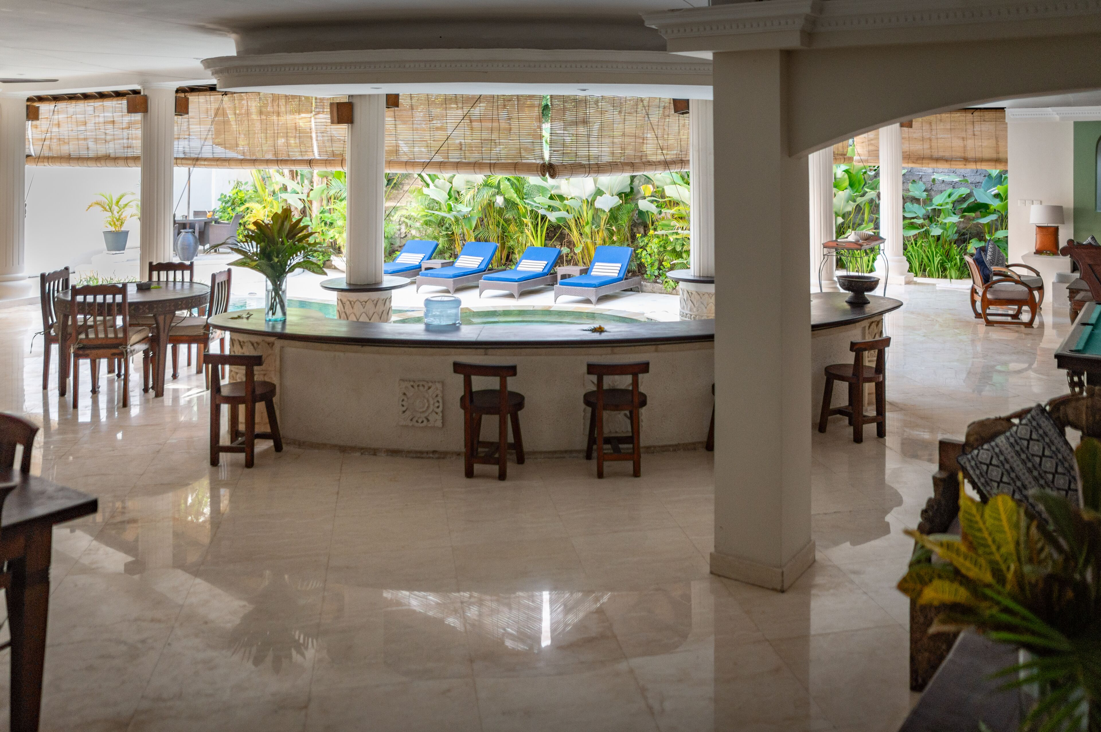 family villa, 4 bedrooms, private pool | living area | 32-inch lcd tv with cable channels, tv, ipod dock