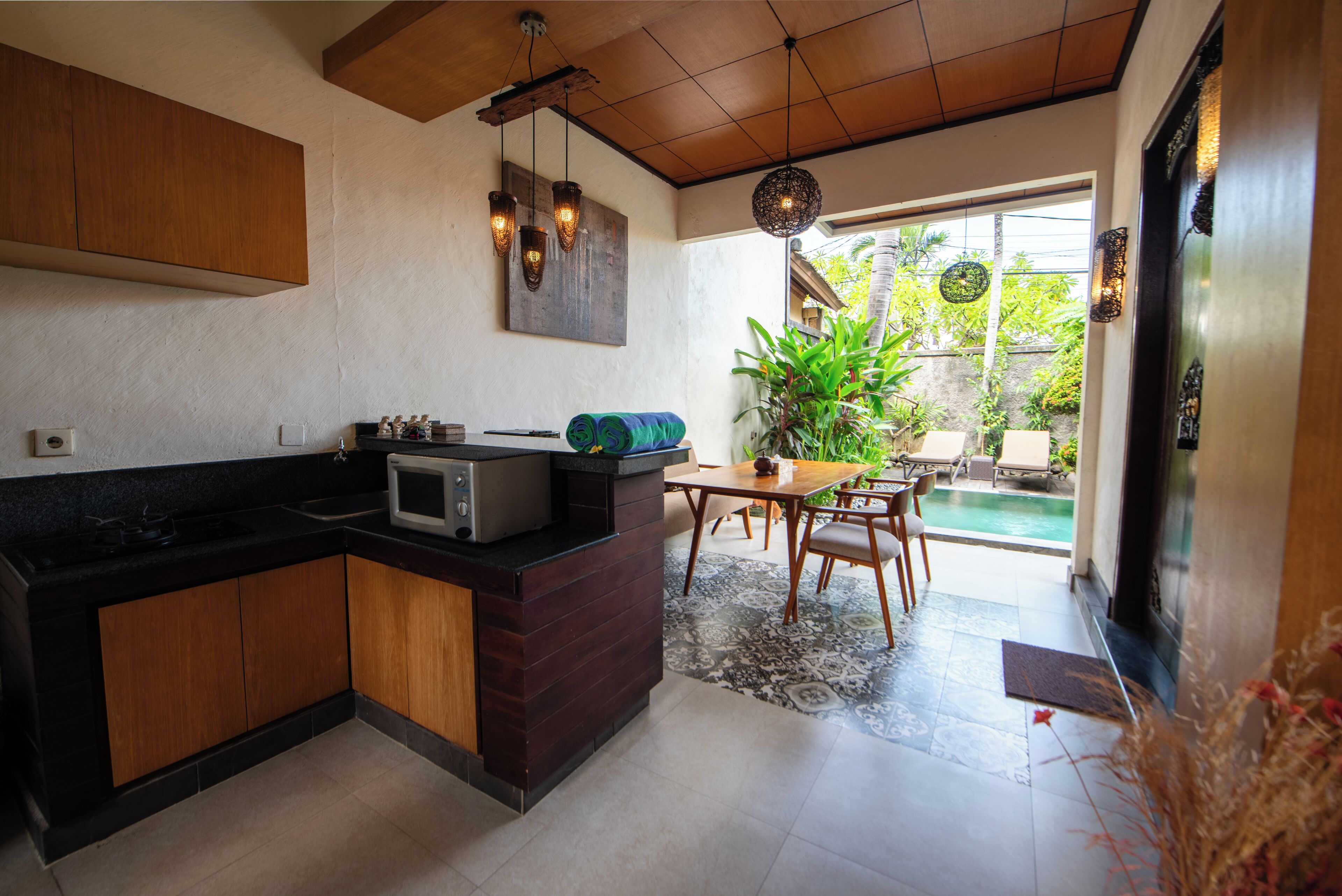 villa, 1 bedroom, private pool | living area | tv